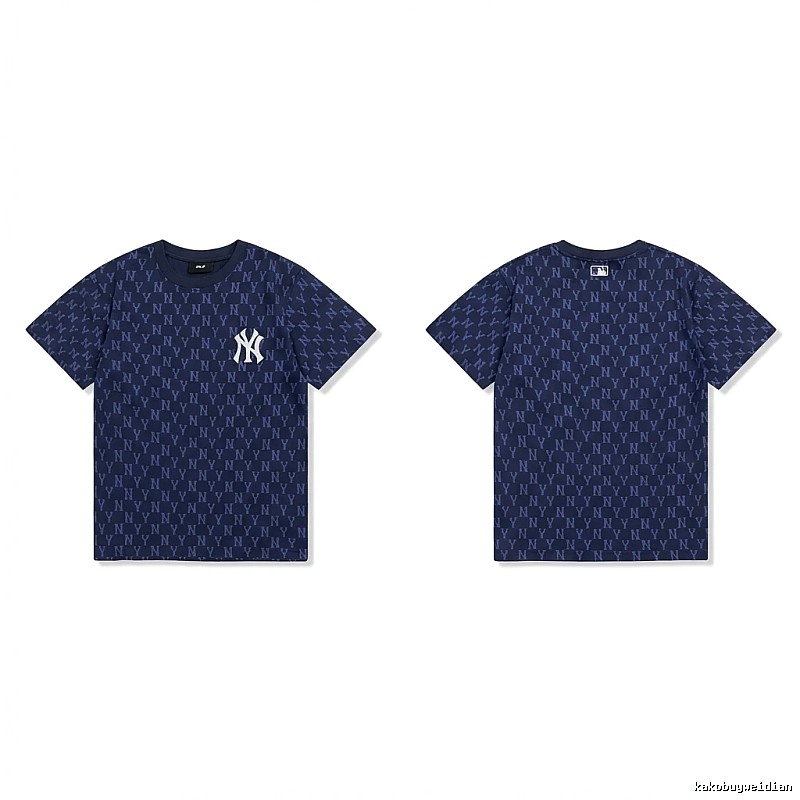 MLB full - print style navy blue T - shirt