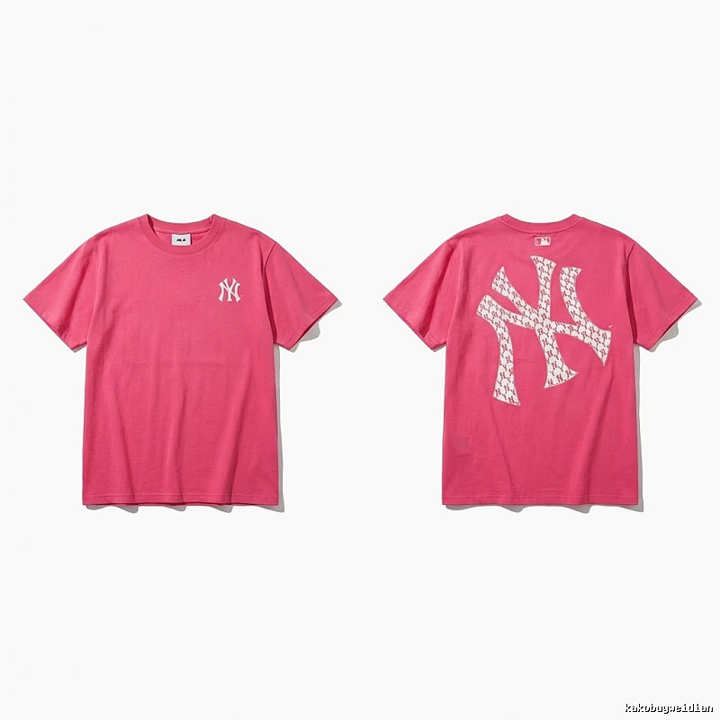 MLB Trendy Brand Print Style Rose Red T-shirt