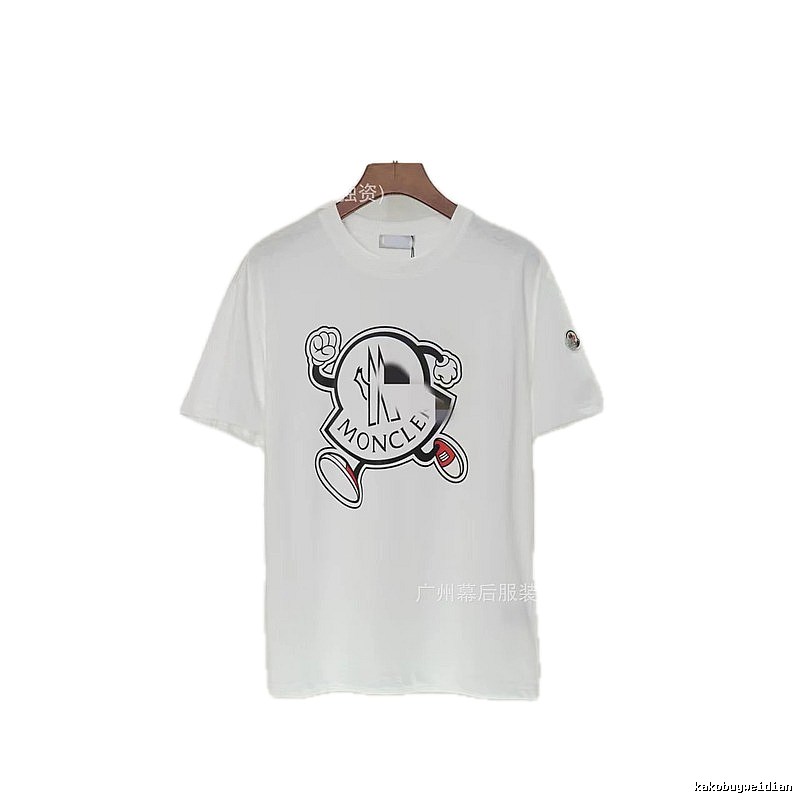 Moncler Cartoon Print Casual Style White T-Shirt