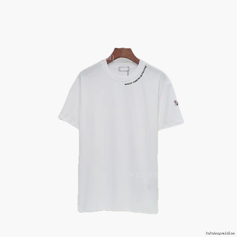 Moncler Embroidered Casual Style White Short-sleeve T-shirt