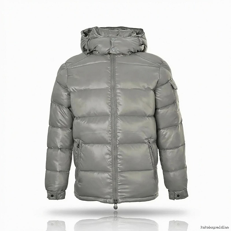 Moncler hooded fashionable grey down jacket
