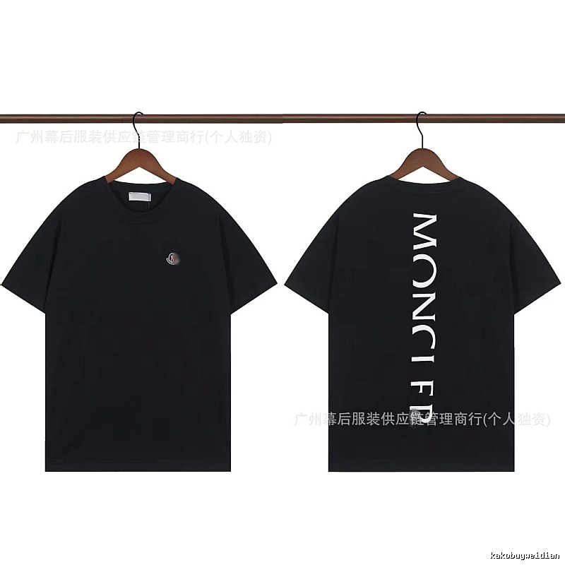 Moncler Letter Print Casual Style Black T-Shirt