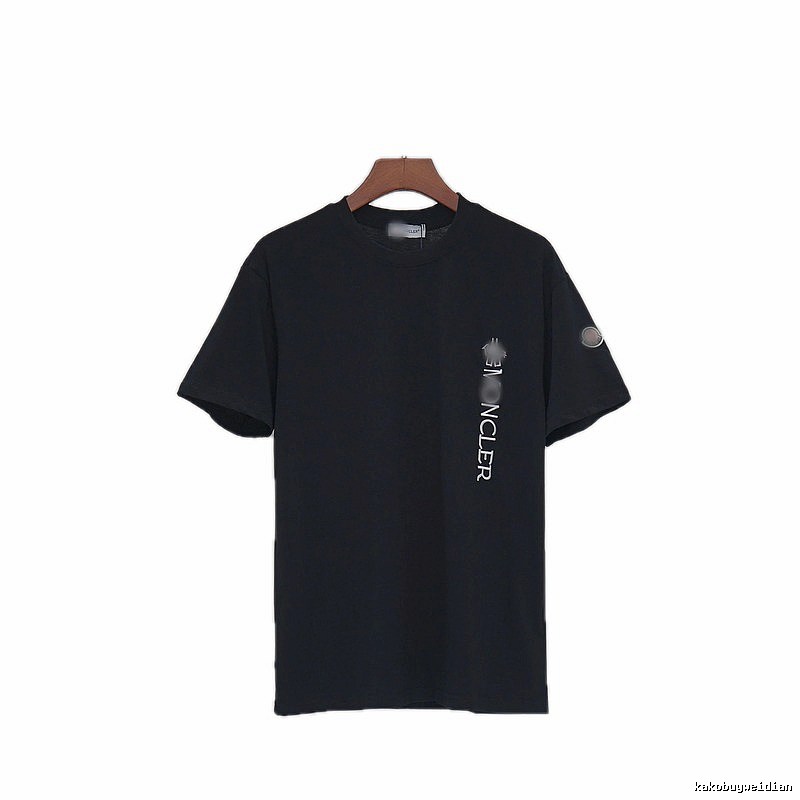 Moncler Letter Print Minimalist Style Black T-Shirt