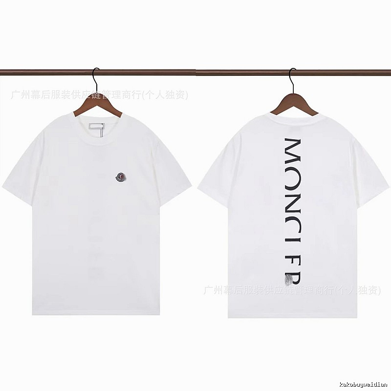 Moncler Letter Print Trendy Style White T-Shirt