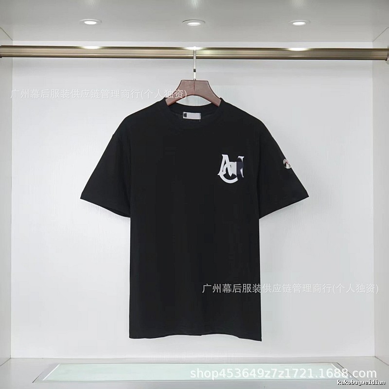 Moncler Printed Casual Style Black T-Shirt