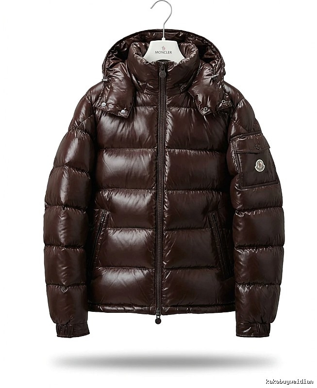 Moncler shiny short brown down jacket