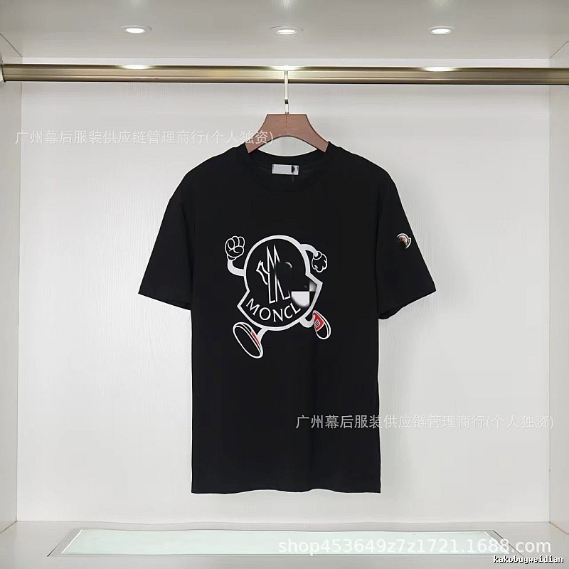 Moncler Trendy Black Cartoon Print Short-sleeved T-shirt