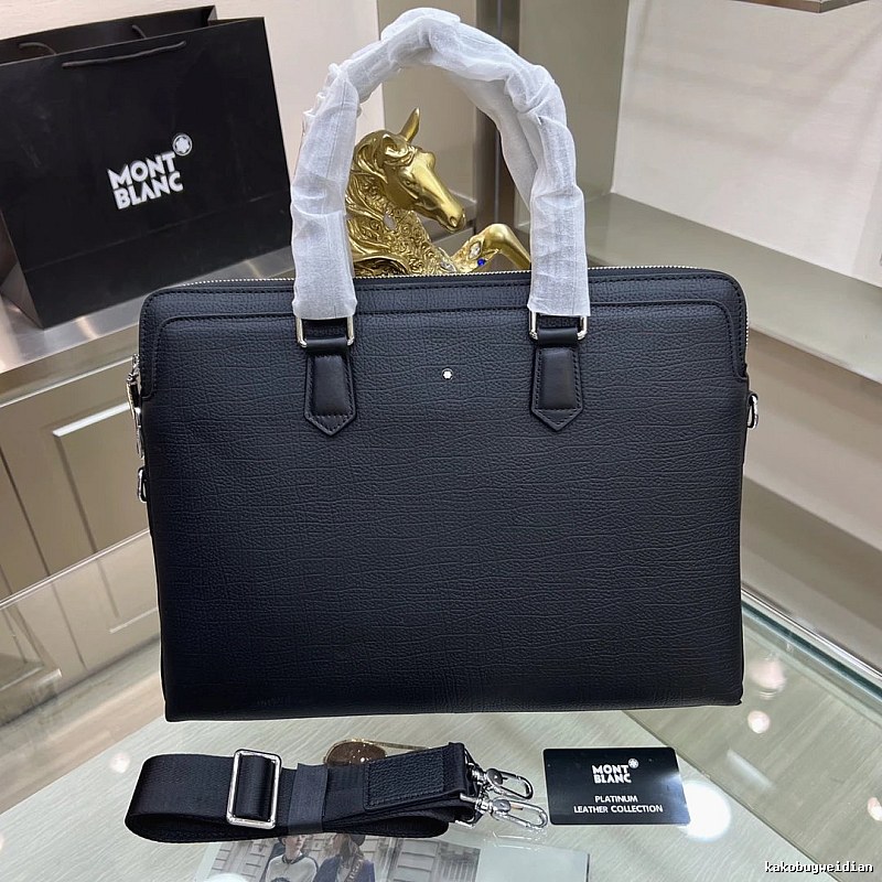 Montblanc Briefcase bag Black Textured Business Shoulder