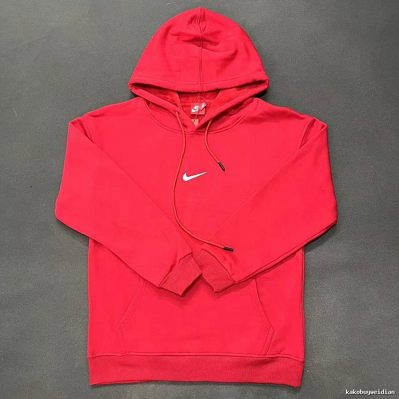 Nike Small Chest-Logo Detail Small-Logo Detail Red Zip Hoodie Commuter Look Swoosh