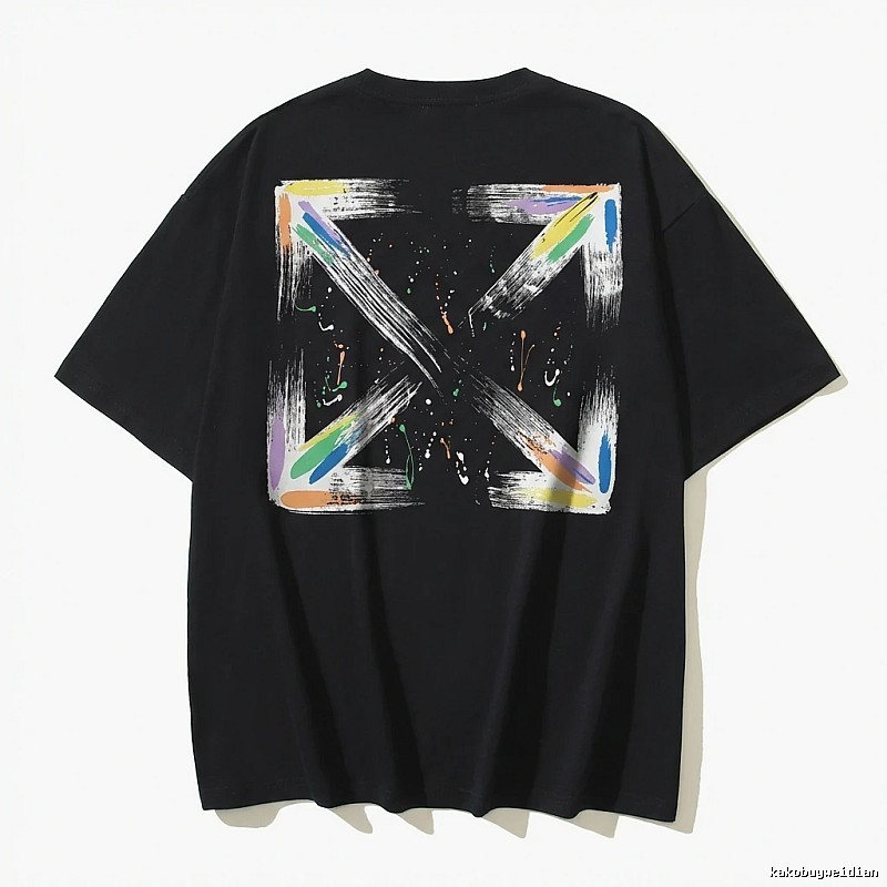 Off-White graffiti-style black T-shirt
