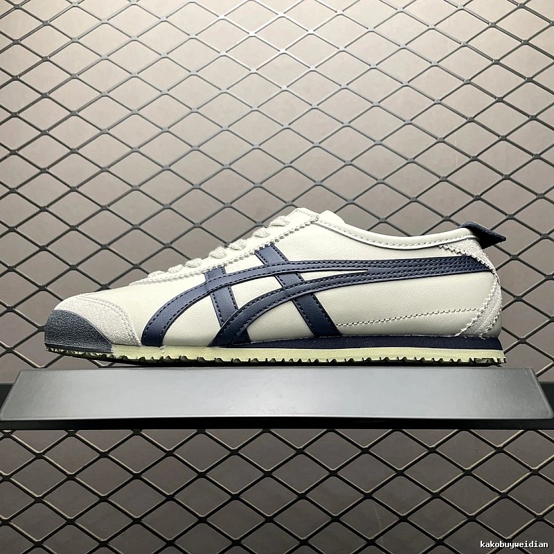 Onitsuka Tiger Low-Top Sneakers, White and Navy and Retro Court Shape
