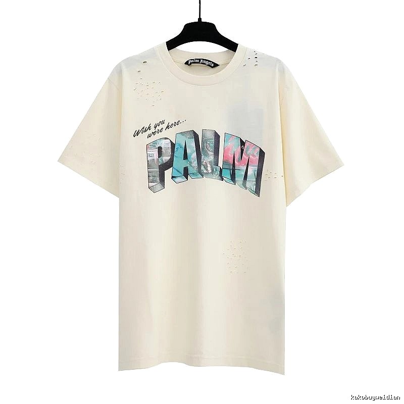 Palm Angels Daily Logo T-shirt White Palm Tree with Visual Detail