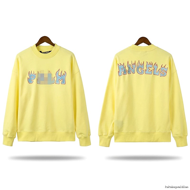Palm Angels Flame Trendy Brand Yellow Sweatshirt