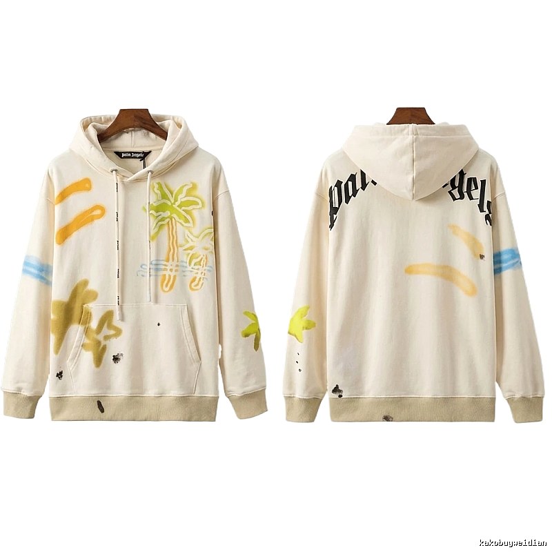 Palm Angels Graffiti Style White Hoodie