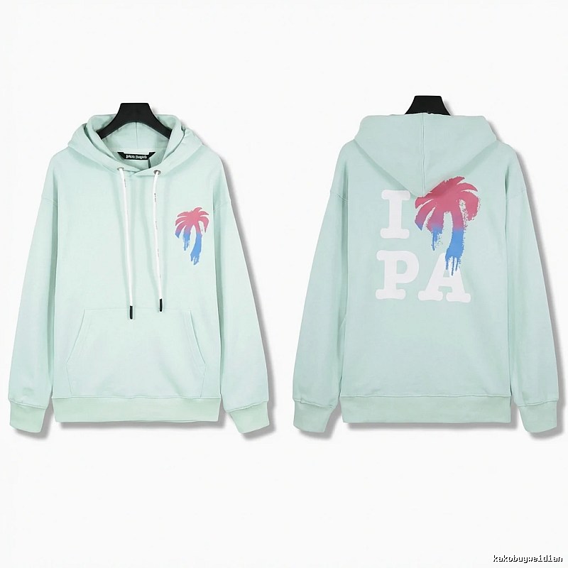 Palm Angels Palm Print Trendy Brand Light Blue Sweatshirt