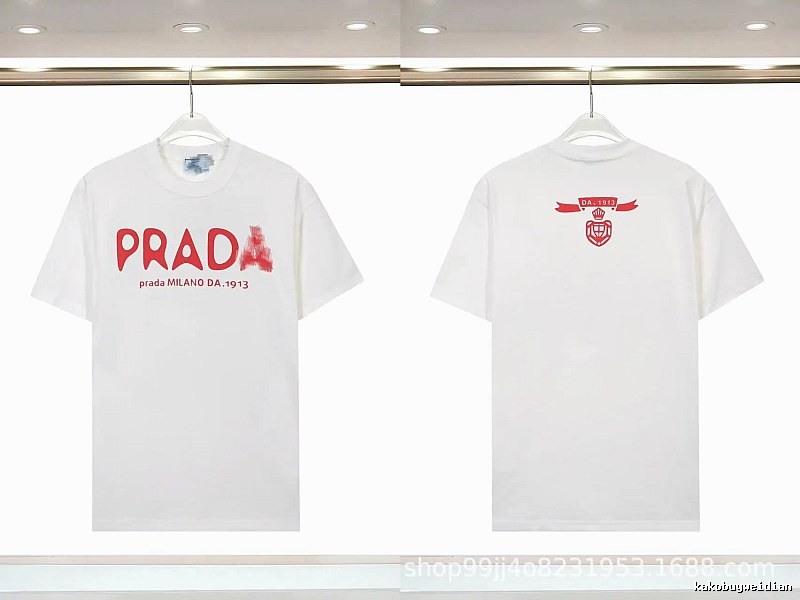 Prada Graffiti Collection Casual Style White Short-sleeve T-shirt