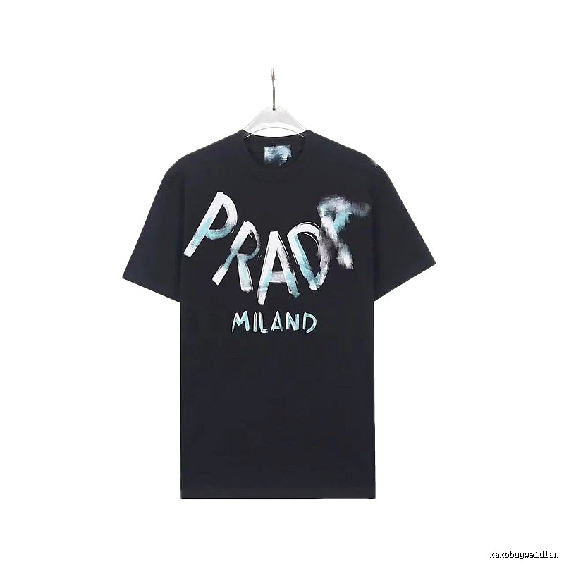 Prada Graffiti Collection Trendy Style Black Short-sleeve T-shirt