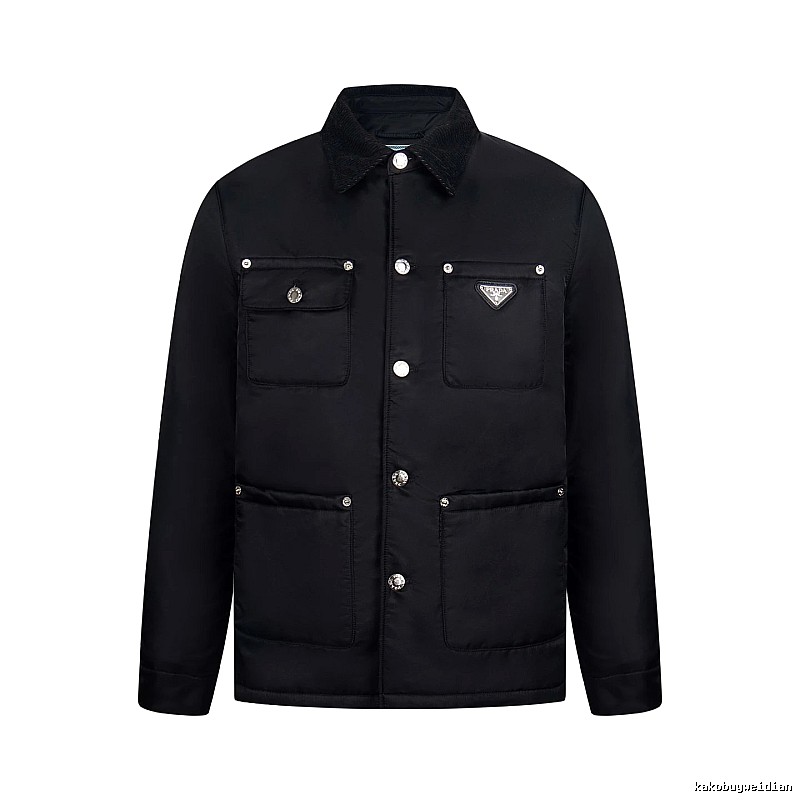 Prada Layering Utility Work Jacket with triangle logo
