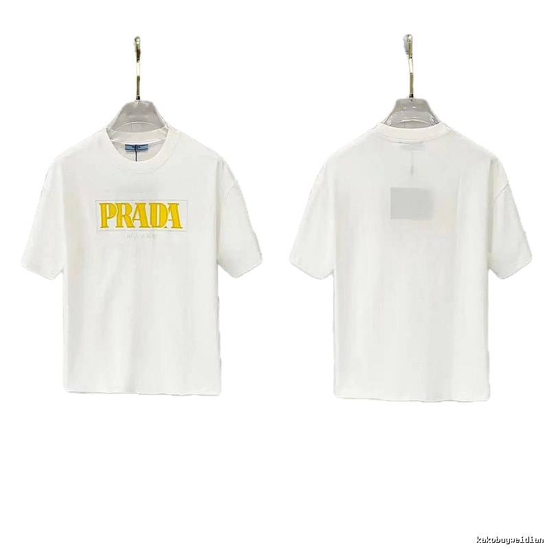 Prada Letter Print Streetwear Style White T-Shirt