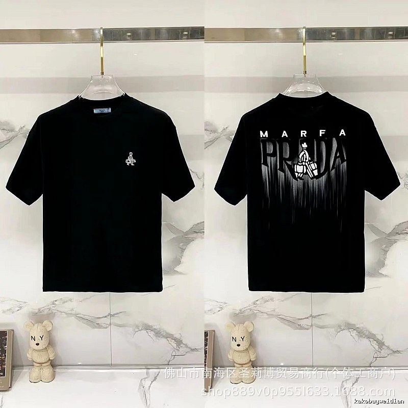 Prada Marfa Streetwear Style Black Short-sleeve T-shirt