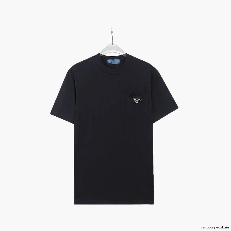 Prada Triangle Logo Minimalist Style Black Short-sleeve T-shirt