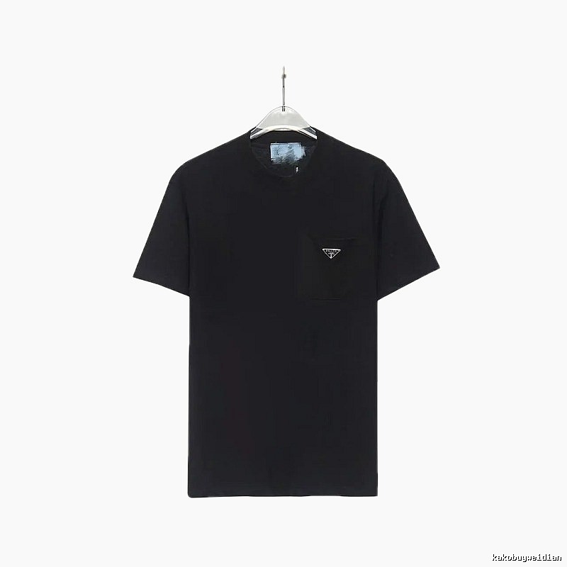 Prada Triangle Logo Minimalist Style Black Short-sleeve T-shirt