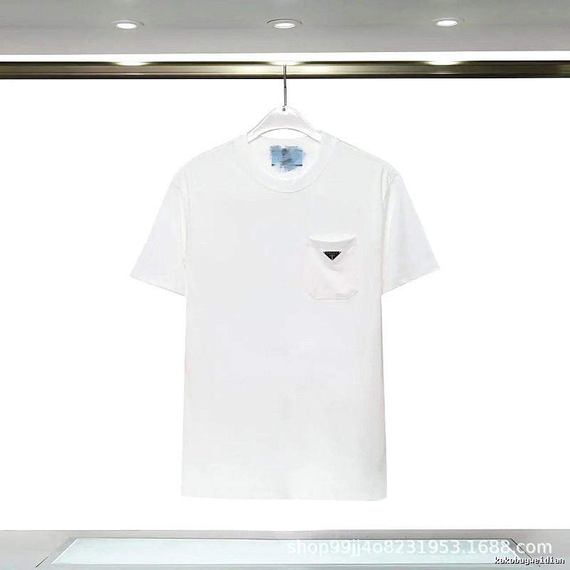 Prada Triangle Logo Minimalist Style White Short-sleeve T-shirt