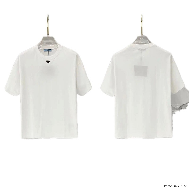 Prada Triangle Logo Minimalist Style White T-Shirt