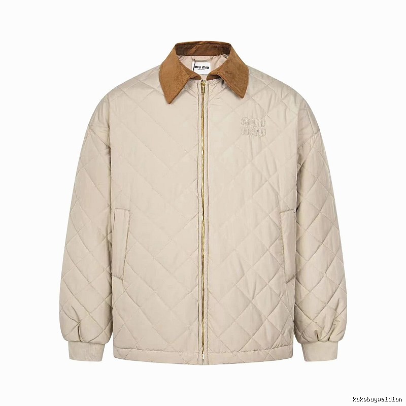 Quilted Collared Jacket with diamond stitching and a contrasting brown collar - Travel