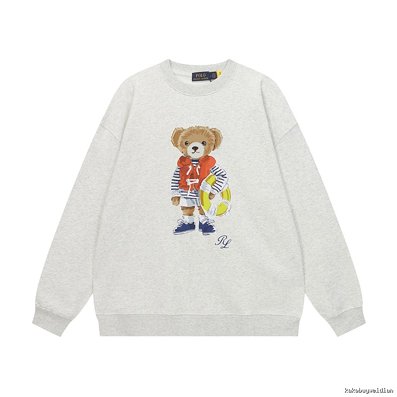 Ralph Lauren Bear Print Light Grey Sweatshirt
