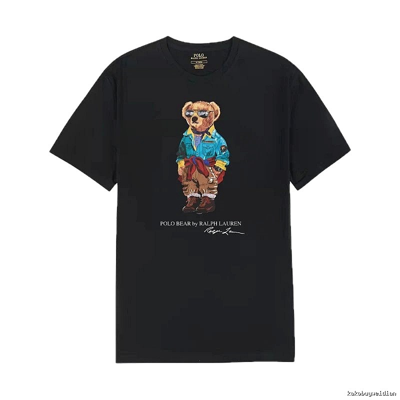 Ralph Lauren bear trendy brand black T-shirt
