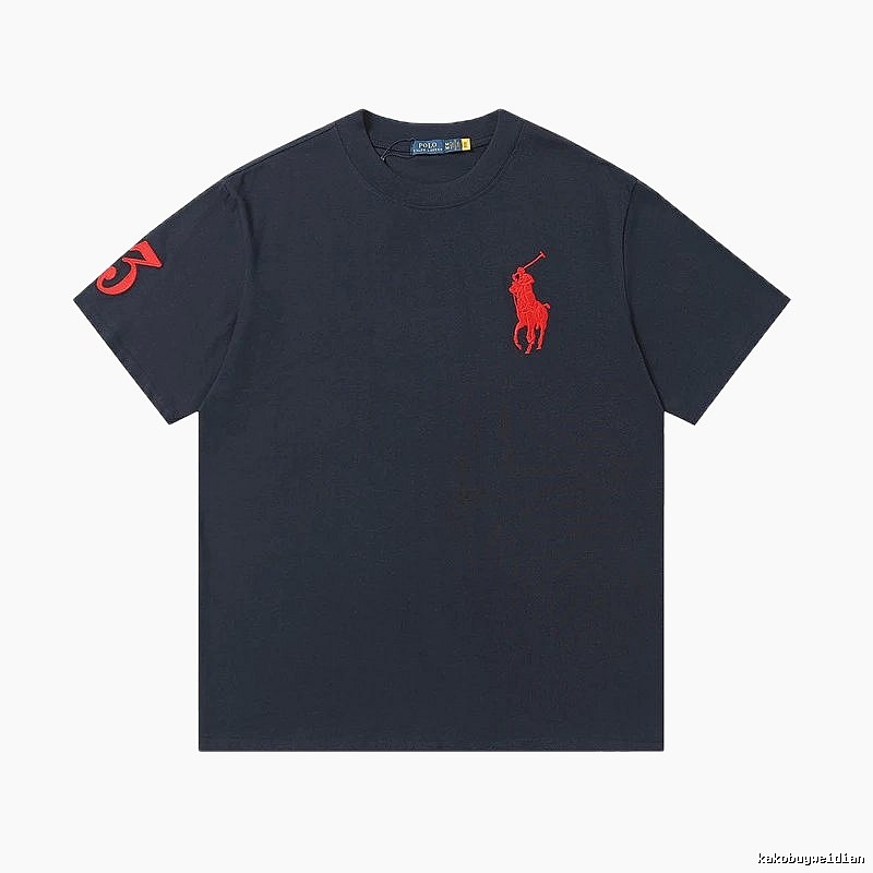 Ralph Lauren classic red embroidered black T-shirt