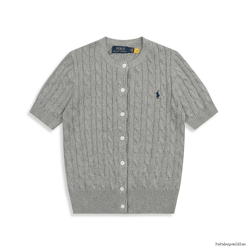 Ralph Lauren knitted retro-style grey cardigan