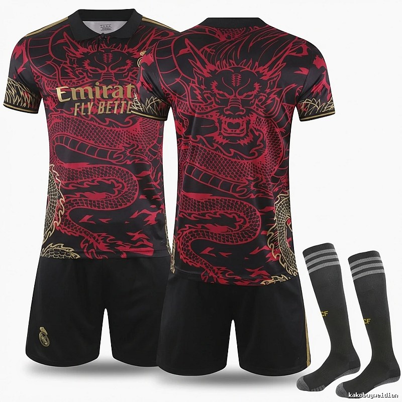 Real Madrid China Dragon series black and red jerseys