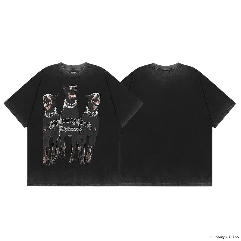 Represent Doberman Print Vintage Style Black Short-sleeve T-shirt