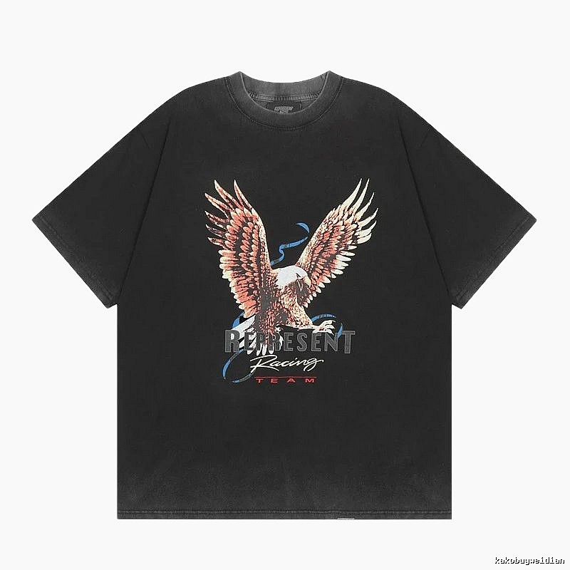 Represent Eagle Print Vintage Style Black T-Shirt
