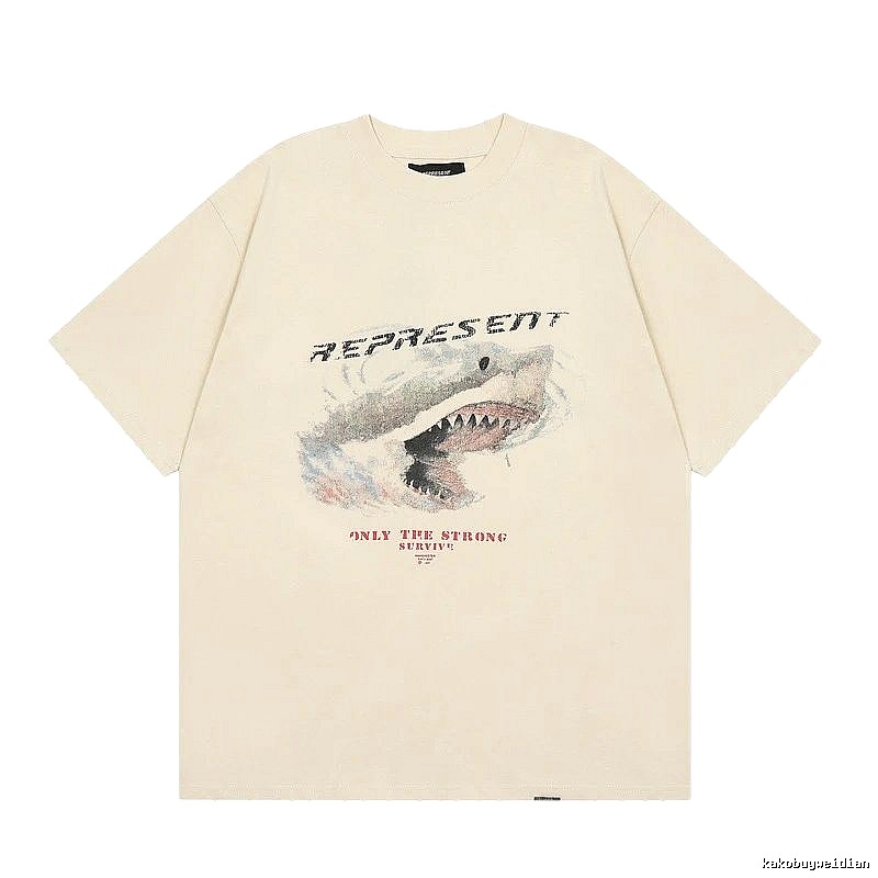 Represent Shark Print Vintage Beige T-Shirt