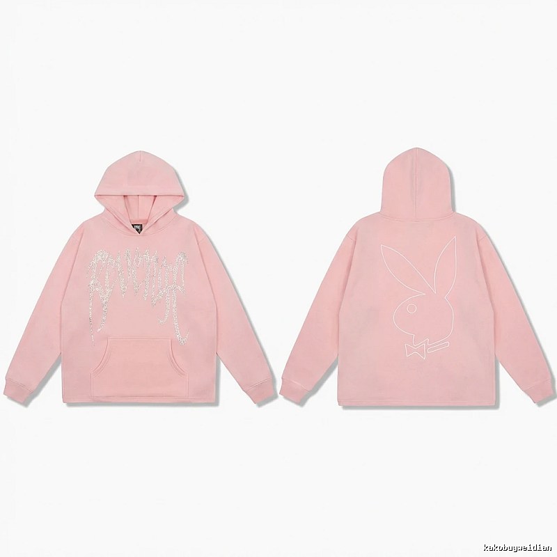 Revenge rabbit print pink hoodie