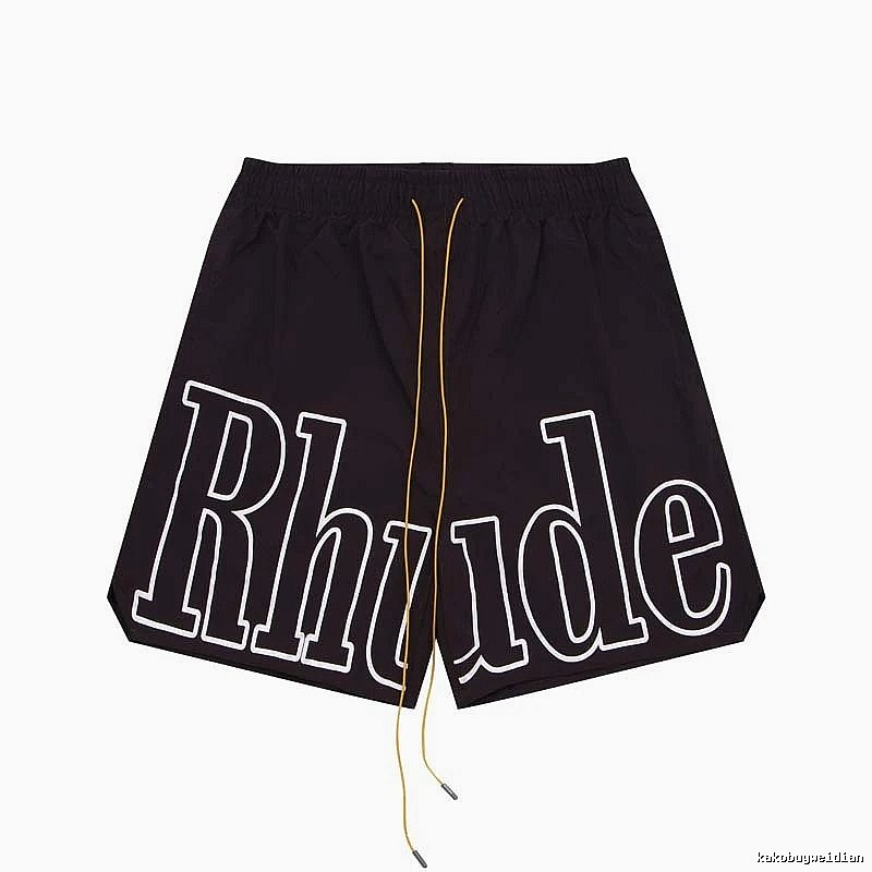 RHUDE letter-style black shorts
