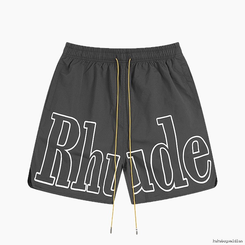 RHUDE letter-style black shorts