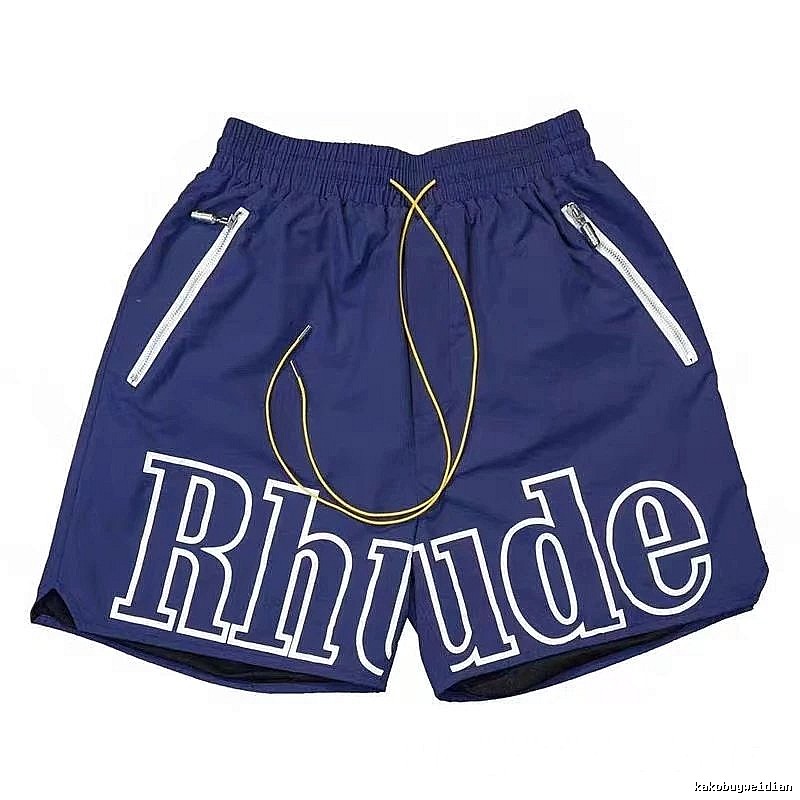 RHUDE letter-style dark blue shorts