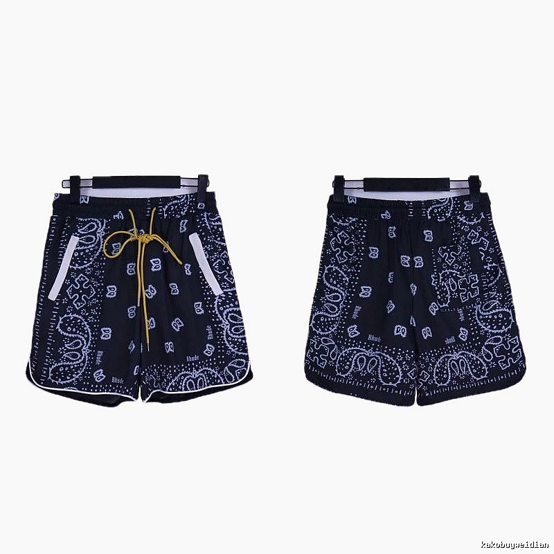 RHUDE retro-style black shorts