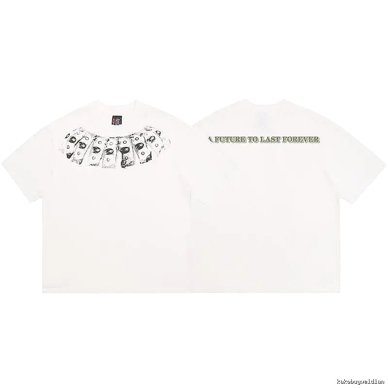 SAINT Dollar Bill Print Street Style White T-Shirt