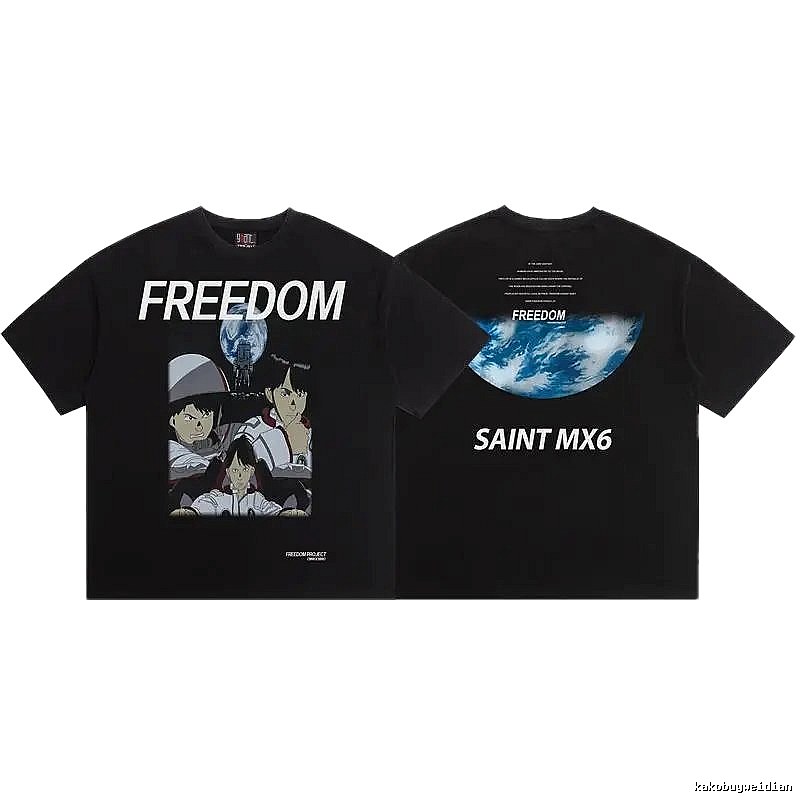 SAINT MX6 Anime Printed Black Short-sleeve T-shirt