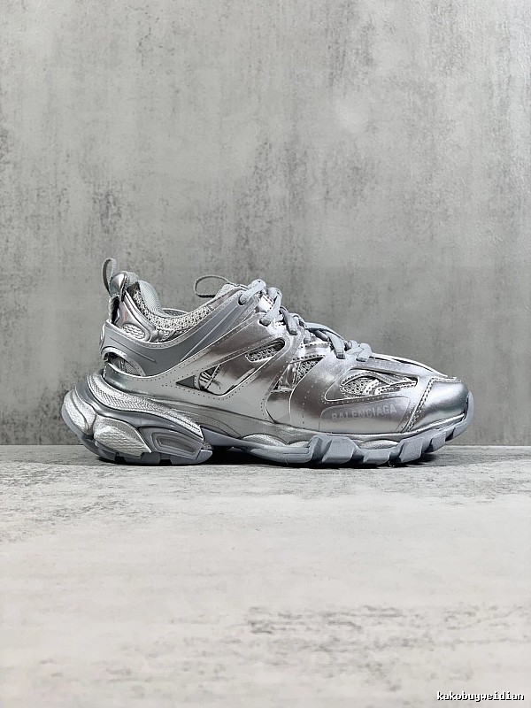 Silver Runner Sneaker by Balenciaga with Silver Layered Runner Side Profile