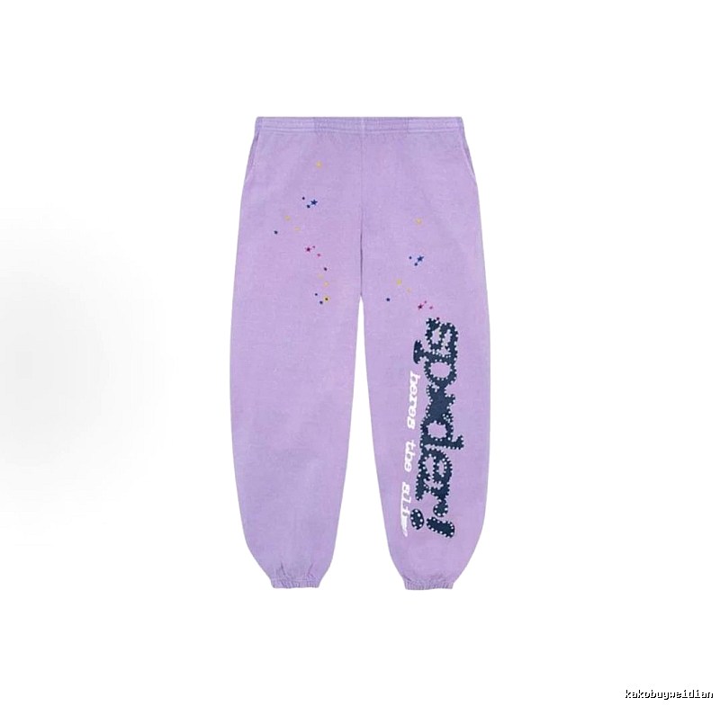 Sp5der Casual Logo Sweatpants - large vertical wordmark and cuffed silhouette