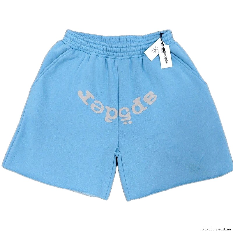 Sp5der Foam Print Street Style Light Blue Shorts