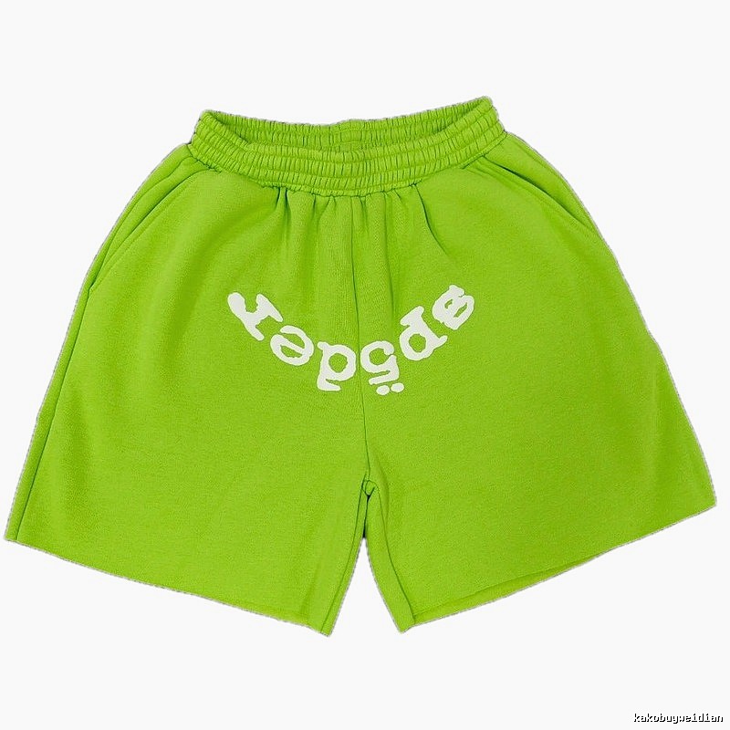 Sp5der Printed Street Style Neon Green Shorts