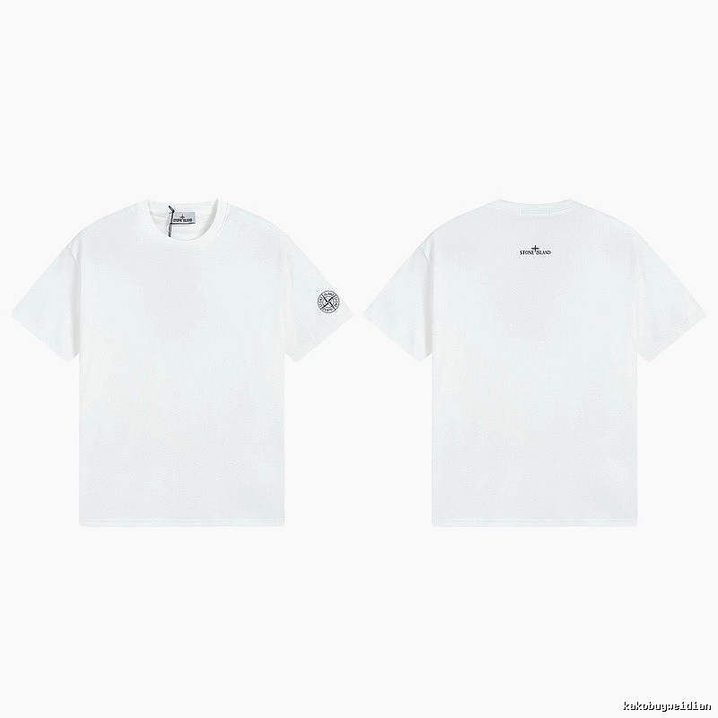Stone Island Badge Minimalist Style White Short-sleeve T-shirt