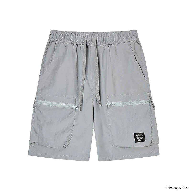 Stone Island Badge Street Style Light Grey Cargo Shorts